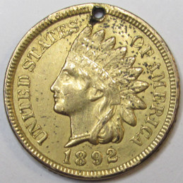 1892 Love Token - antique Indian Head Cent with engraved initials