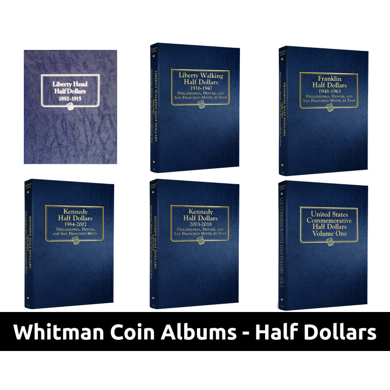 Whitman Coin Album for Half Dollars - Barber, Walking Liberty, Franklin, Kennedy, Commemorative - You Pick