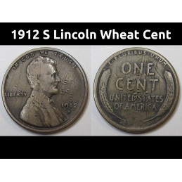 1912 S Lincoln Wheat Cent -...
