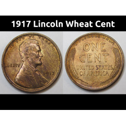1917 Lincoln Wheat Cent - higher grade early date American wheat penny