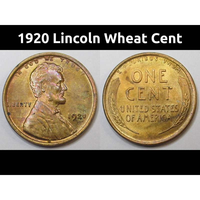 1920 Lincoln Wheat Cent - high grade antique American wheat penny