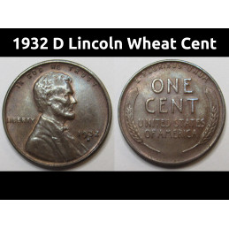 1932 D Lincoln Wheat Cent - Great Depression era Denver mintmark American wheat penny