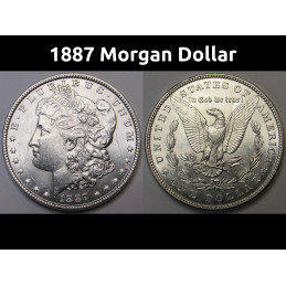 1887 Morgan Dollar - uncirculated high grade Old West era American silver dollar
