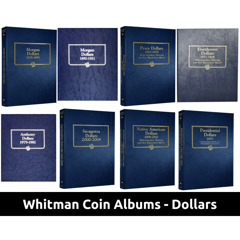 Whitman Coin Album for Dollars - Silver and Clad - Morgan, Peace, Eisenhower, Anthony, Sacagawea, Native American - You Pick