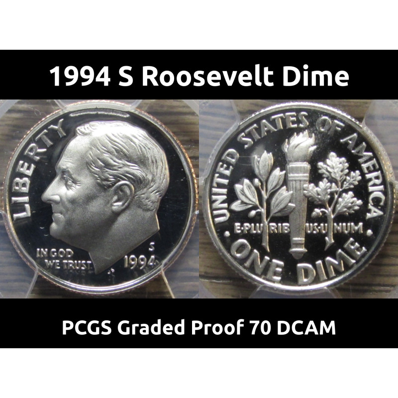 1994 S Roosevelt Dime - PCGS PR 70 DCAM - professionally graded deep cameo proof coin