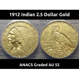1912 Indian 2.5 Dollar Gold...
