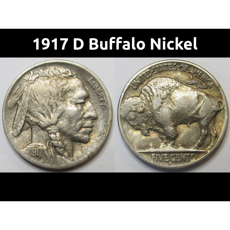 1917 D Buffalo Nickel - nice condition better date Denver mintmark coin