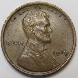 1919 Lincoln Wheat Cent - higher grade antique American penny coin