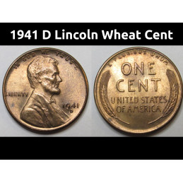 1941 D Lincoln Wheat Cent - uncirculated Denver mintmark American penny