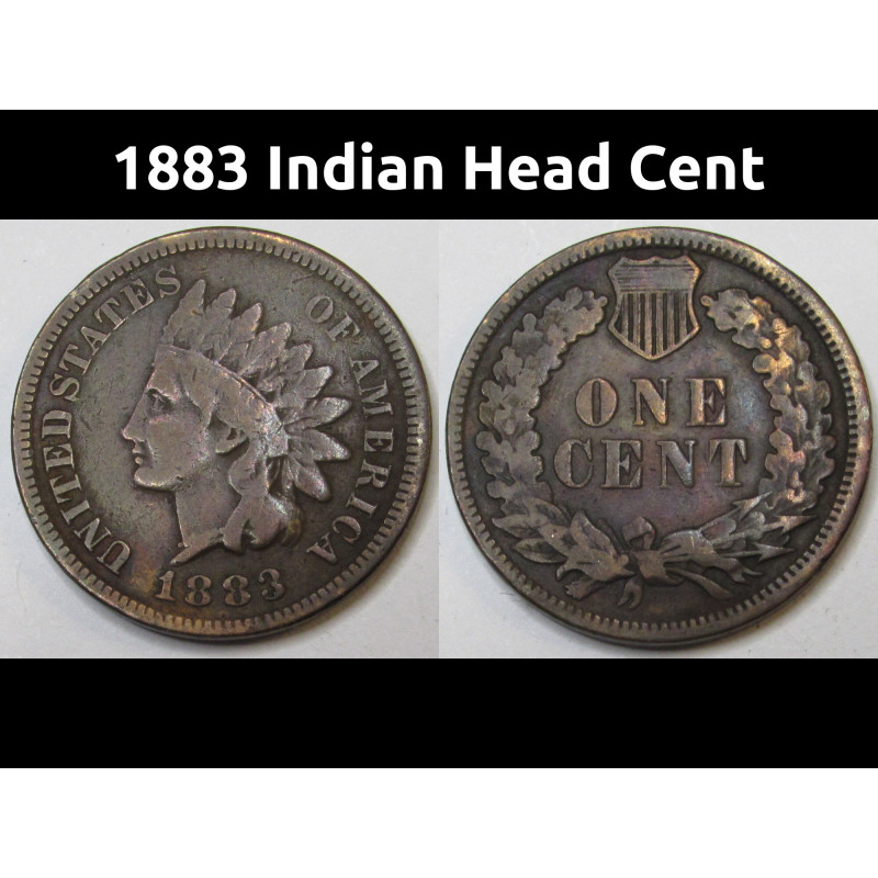 1883 Indian Head Cent - Old West era antique American penny