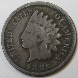 1886 Type 2 Indian Head Cent - antique better date American penny