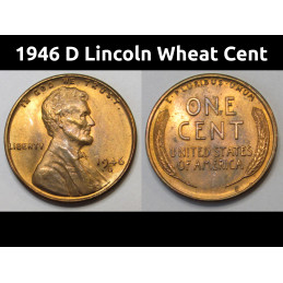 1946 D Lincoln Wheat Cent - old Denver mintmark antique American penny coin