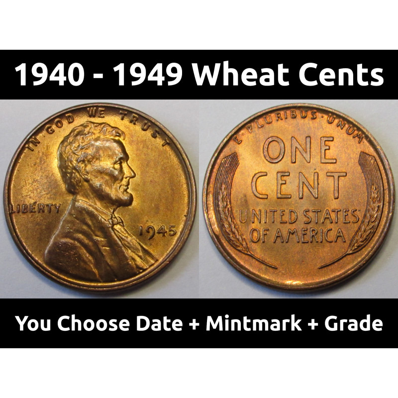 1940D  thru  1949D all grade  VERY  FINE 10  coin  LINCOLN  PENNY  SET 