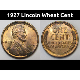 1927 Lincoln Wheat Cent - old antique American wheat penny