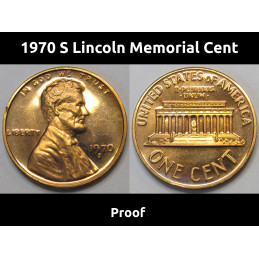 1970 S Lincoln Memorial Cent - vintage proof American penny coin