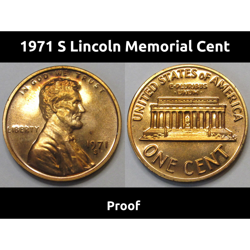 1971 S Lincoln Memorial Cent - vintage American proof penny