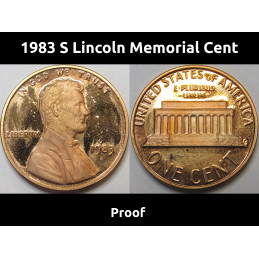 1983 S Lincoln Memorial Cent - vintage American proof penny