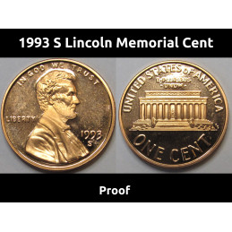 1993 S Lincoln Memorial Cent - vintage American proof penny