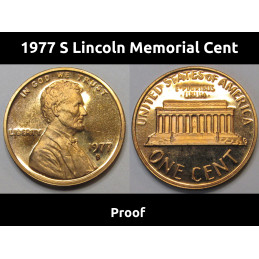 1977 S Lincoln Memorial Cent - vintage American proof coin