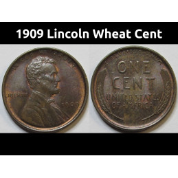 1909 Lincoln Wheat Cent - uncirculated first year of issue antique Lincoln penny coin