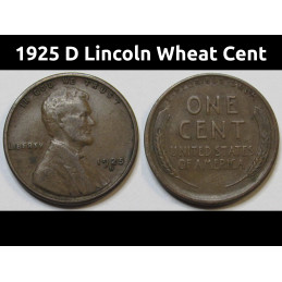 1925 D Lincoln Wheat Cent - antique Denver mintmark American penny coin