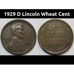 1929 D Lincoln Wheat Cent - higher grade well detailed Denver mintmark penny