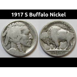 1917 S Buffalo Nickel - antique better date San Francisco mintmark five cent coin