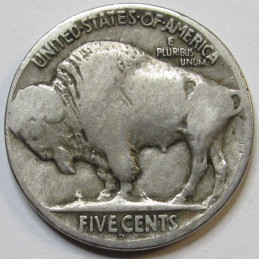 1918 D Buffalo Nickel -  old better date Denver issued American five cent coin