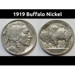1919 Buffalo Nickel - antique great condition American Indian design coin