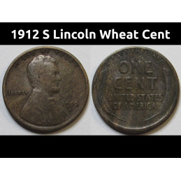 1912 S Lincoln Wheat Cent -...