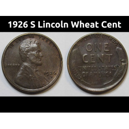 1926 S Lincoln Wheat Cent - old better condition San Francisco mintmark coin