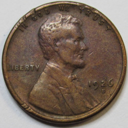 1926 S Lincoln Wheat Cent - better date San Francisco mintmark wheat penny