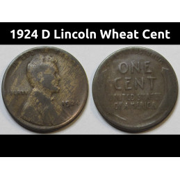 1924 D Lincoln Wheat Cent - semi key date Denver mintmark American wheat penny