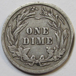 1908 Barber Dime - higher grade antique American silver dime