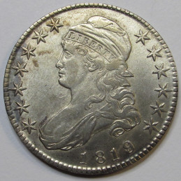 1819 Capped Bust Half Dollar - Large 9 over 8 - high grade early American silver half dollar