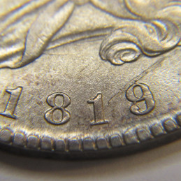 1819 Capped Bust Half Dollar - Large 9 over 8 - high grade early American silver half dollar