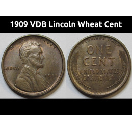 1909 VDB Lincoln Wheat Cent - uncirculated first year of issue antique American penny