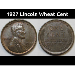 1927 Lincoln Wheat Cent - high grade antique American wheat penny