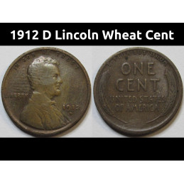 1912 D Lincoln Wheat Cent - old Denver mintmark antique American coin