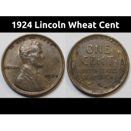 1924 Lincoln Wheat Cent - antique higher grade American wheat penny