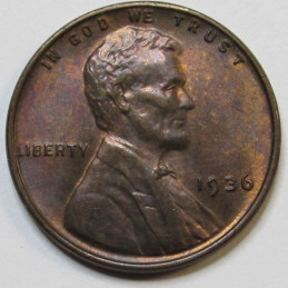 1936 Lincoln Wheat Cent - uncirculated antique Great Depression era penny