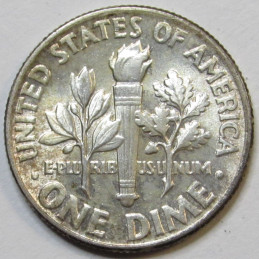 1959 Roosevelt Dime - toned uncirculated American silver dime