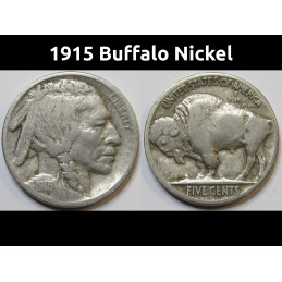 1915 Buffalo Nickel - nice condition antique American Indian Head nickel