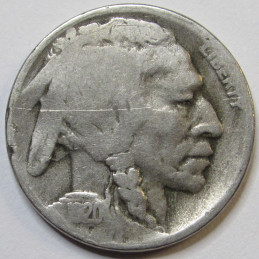 1920 D Buffalo Nickel - antique Denver mintmark American Indian design coin