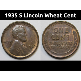 1935 S Lincoln Wheat Cent - old uncirculated better date American wheat penny