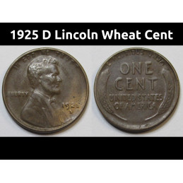 1925 D Lincoln Wheat Cent - old antique Denver mintmark wheat penny