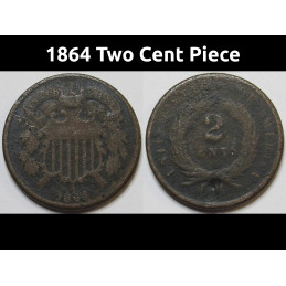 1864 Two Cent Piece - old copper Civil War era American coin