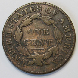 1831 Coronet Head Large Cent - antique American copper penny