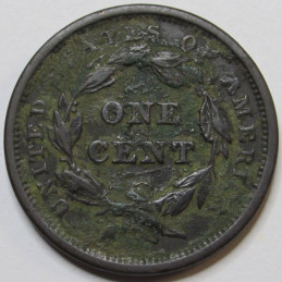 1842 Braided Hair Large Cent - antique American copper coin