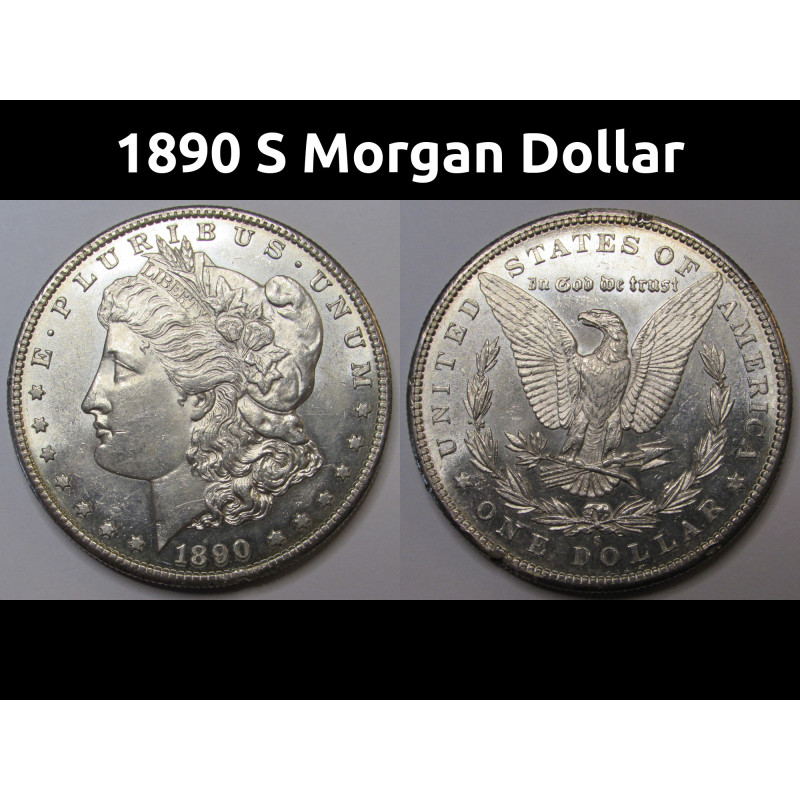 1890 S Morgan Dollar - great condition antique American silver dollar coin